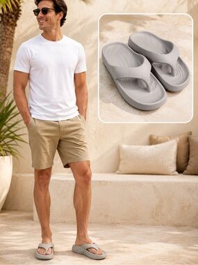 NWT MENS Rubber FLIP FLOP SANDALS SZ 9/10 in Khaki